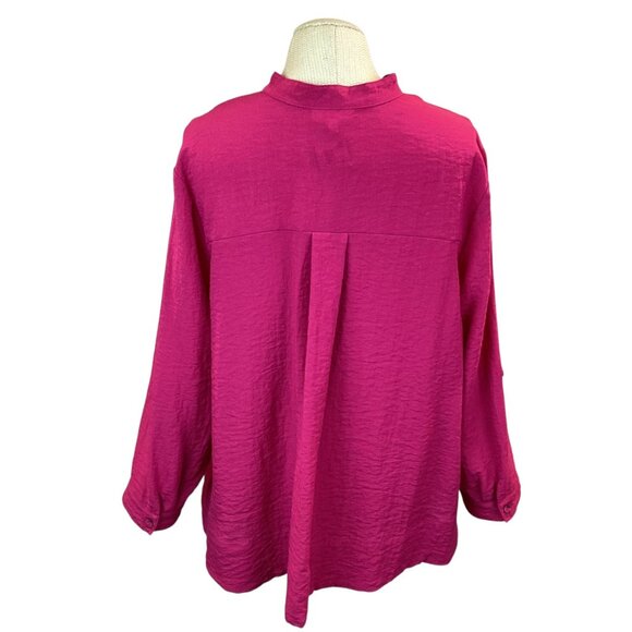 Habitat Womens Button-Front Long Sleeve Shirt L Pink Rayon Nylon Blend Made In C - Picture 3 of 7